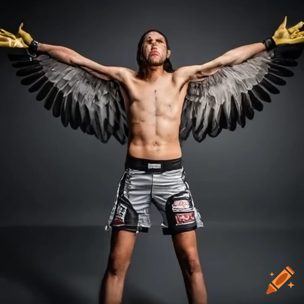 Tribute to MMA fighter Brian Ortega with eagle wings behind him