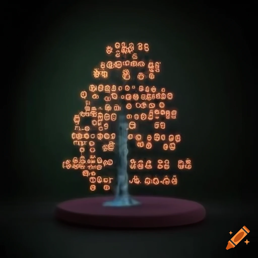 Miniature binary tree programming graph depicting 0s and 1s on Craiyon