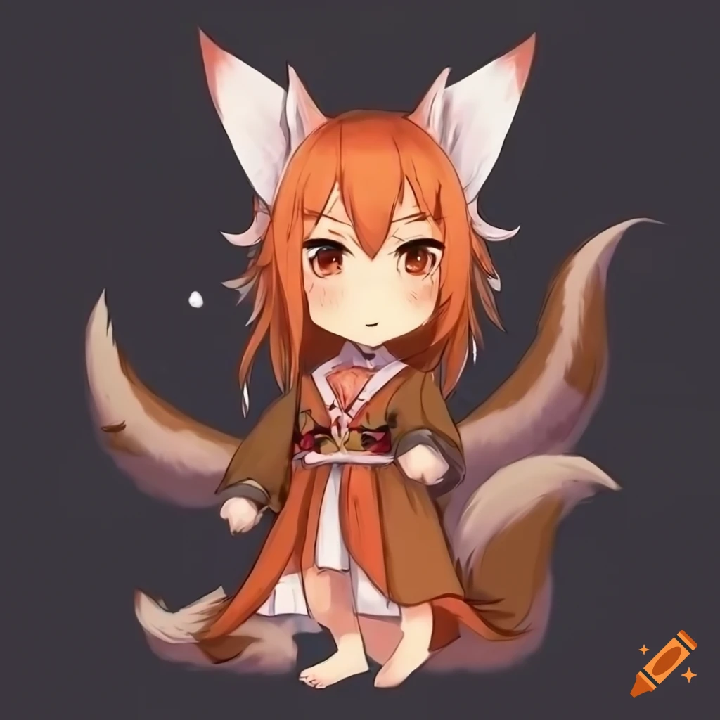 Kitsune girl with fox features and kimono attire