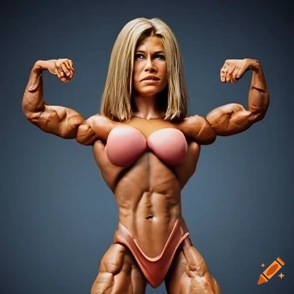 Female bodybuilder action figure demonstrating strength and power
