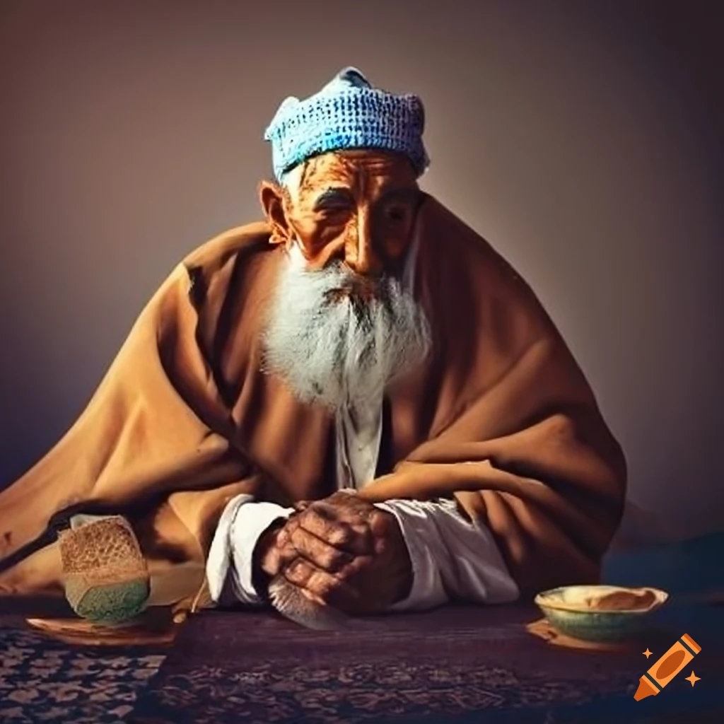 Moroccan old wise man sitting in a tent