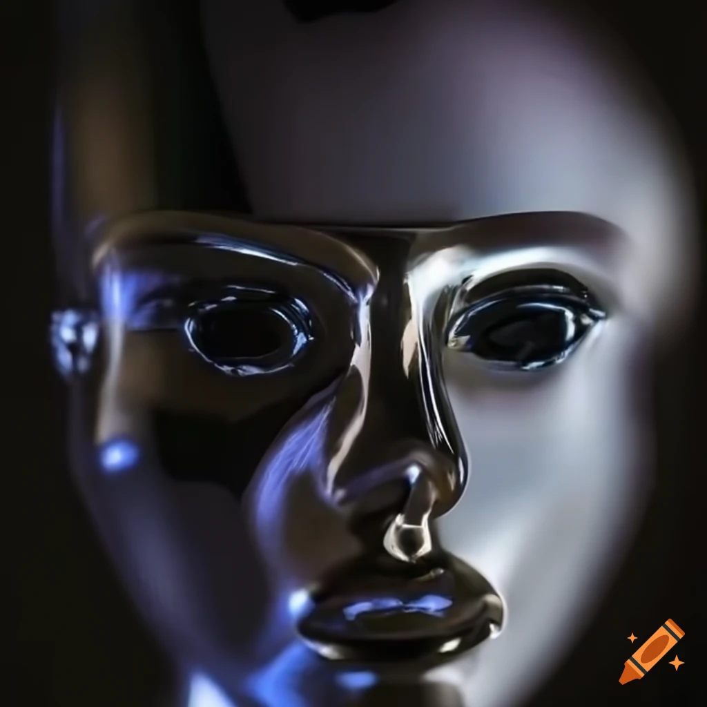 Chrome mannequin in an abstract room