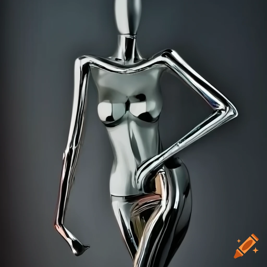 Chrome mannequin in an abstract room