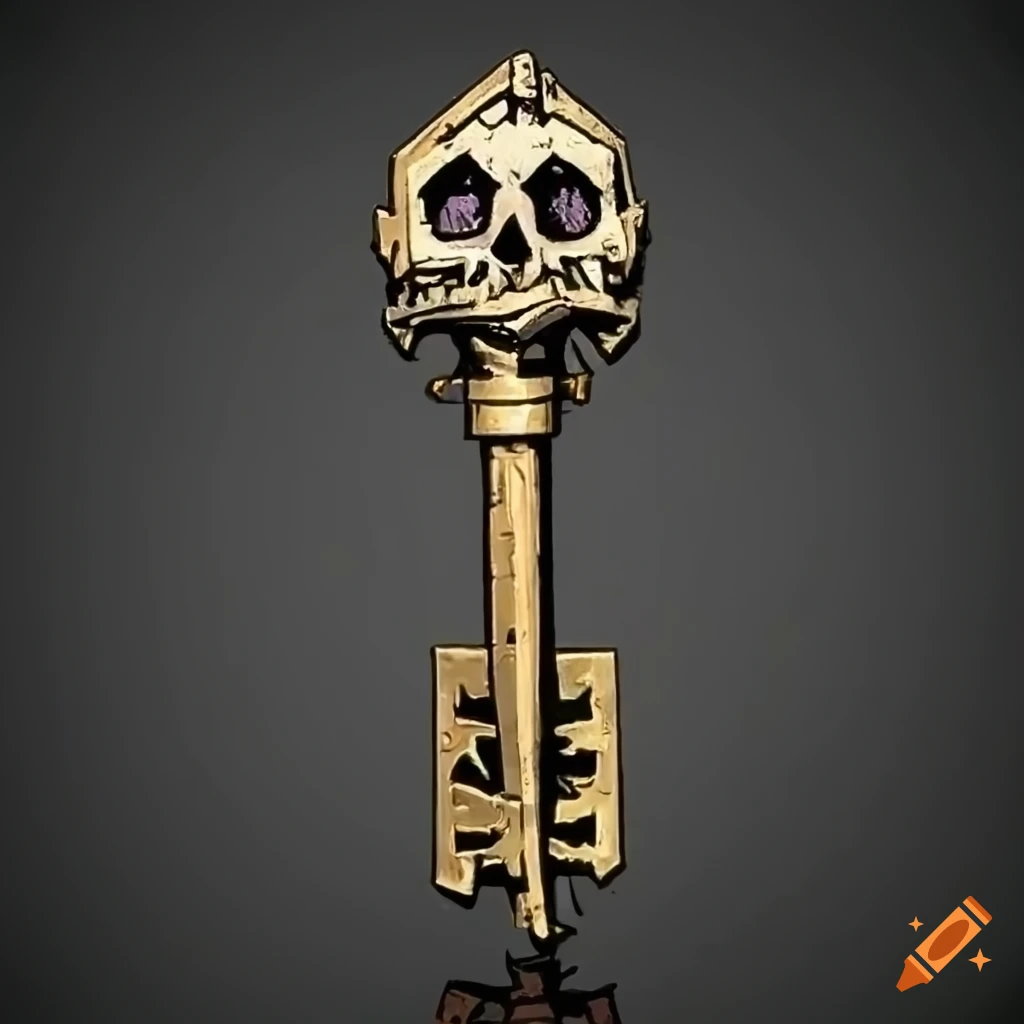 Darkest dungeon style atlantis skeleton with metal key on Craiyon