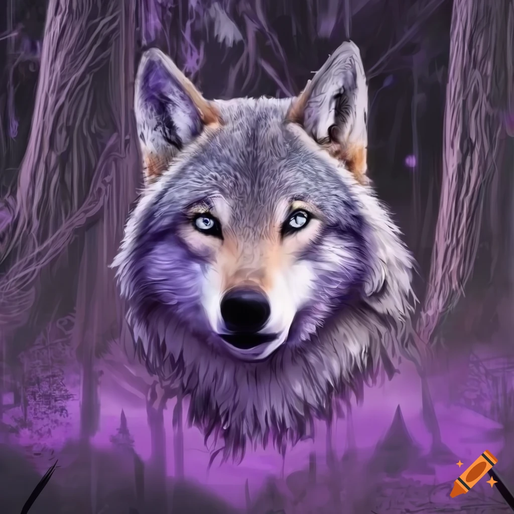 Gothic wolf album art with rich purple color scheme on Craiyon