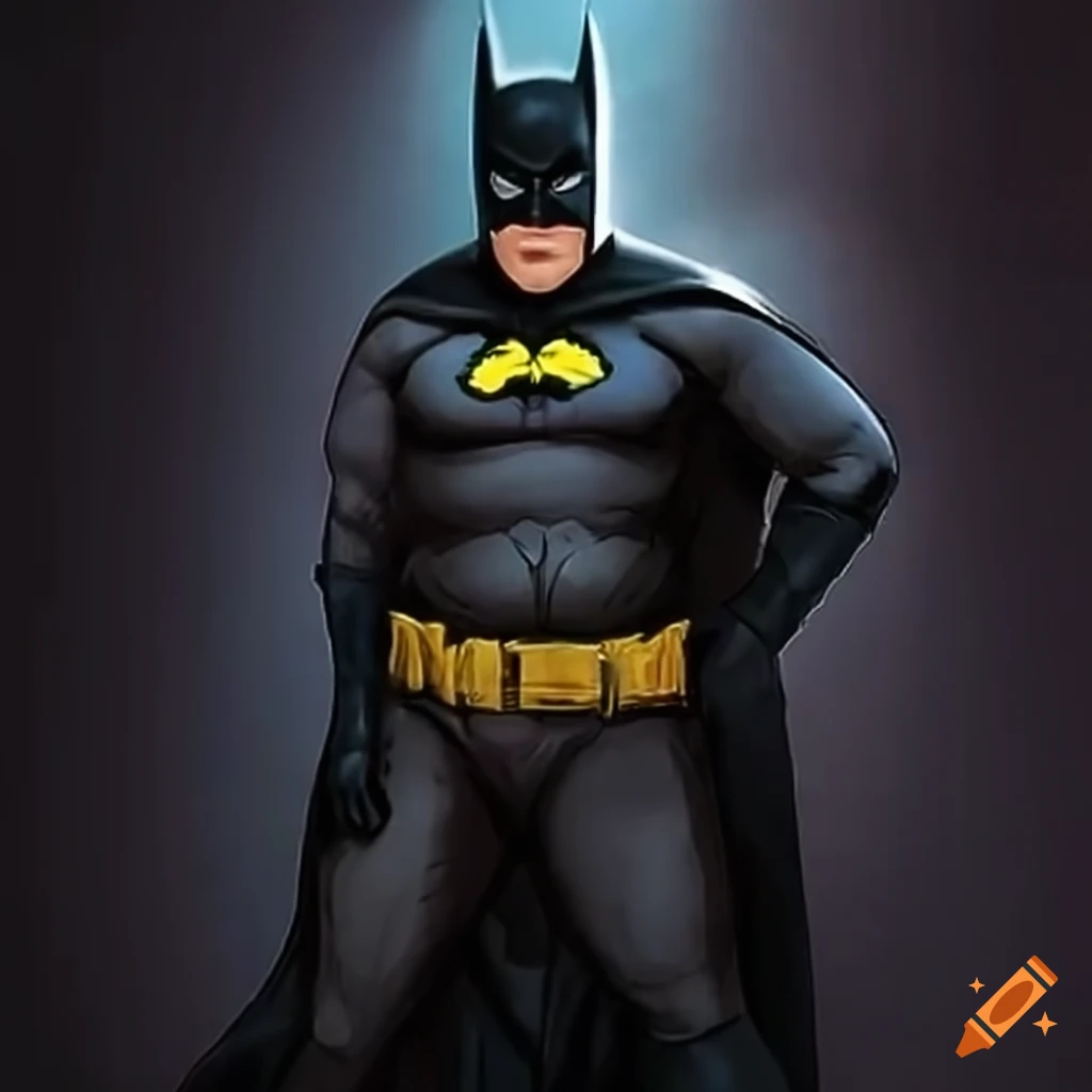 Overweight Batman eating