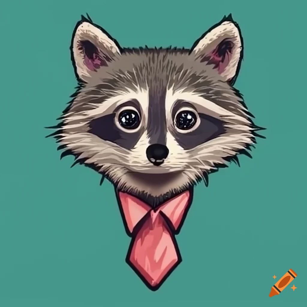Raccoon wearing a necktie
