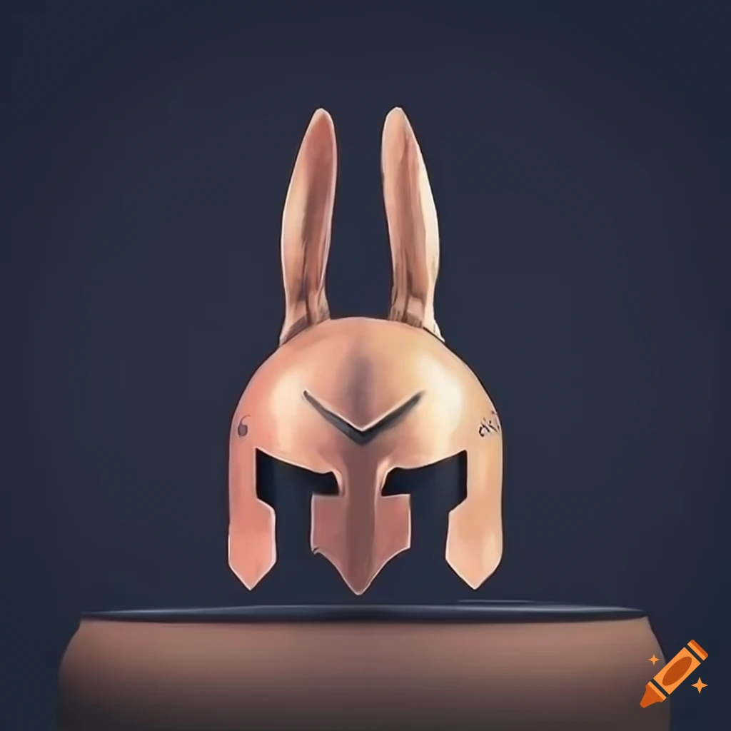 Cute bunny on a spartan helmet