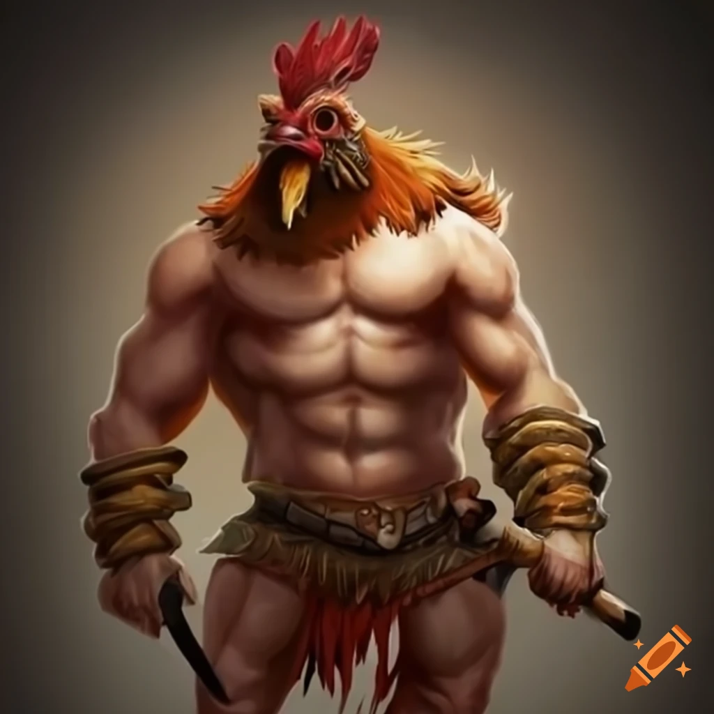 Ancient Greece warrior with a chicken helmet