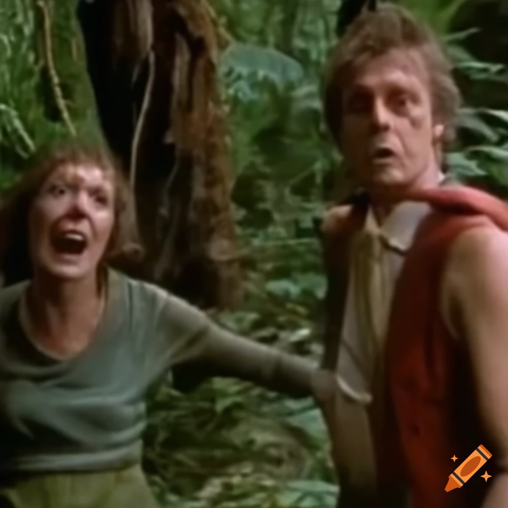 1980s doctor who scene set in australian rainforest on Craiyon