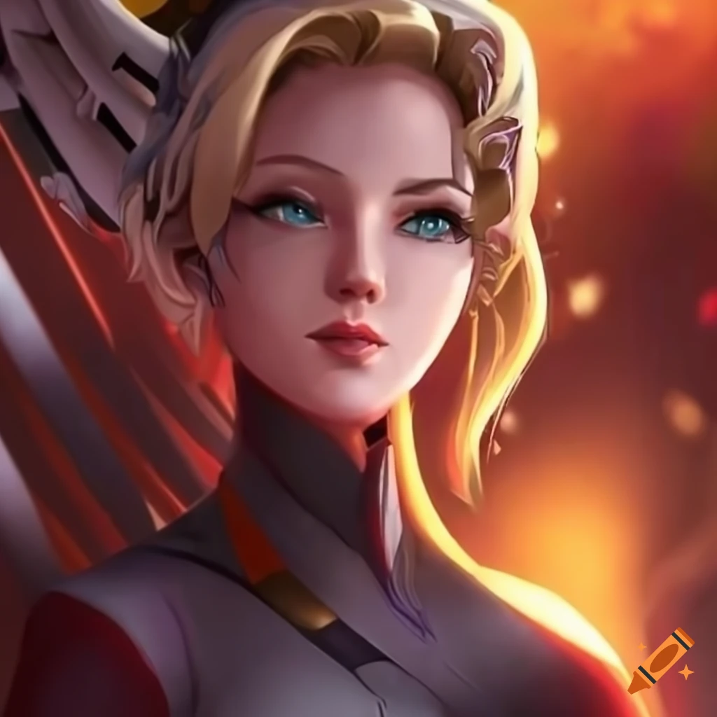 Mercy character from overwatch on Craiyon
