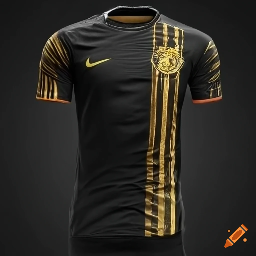 New design black and gold soccer jersey on Craiyon