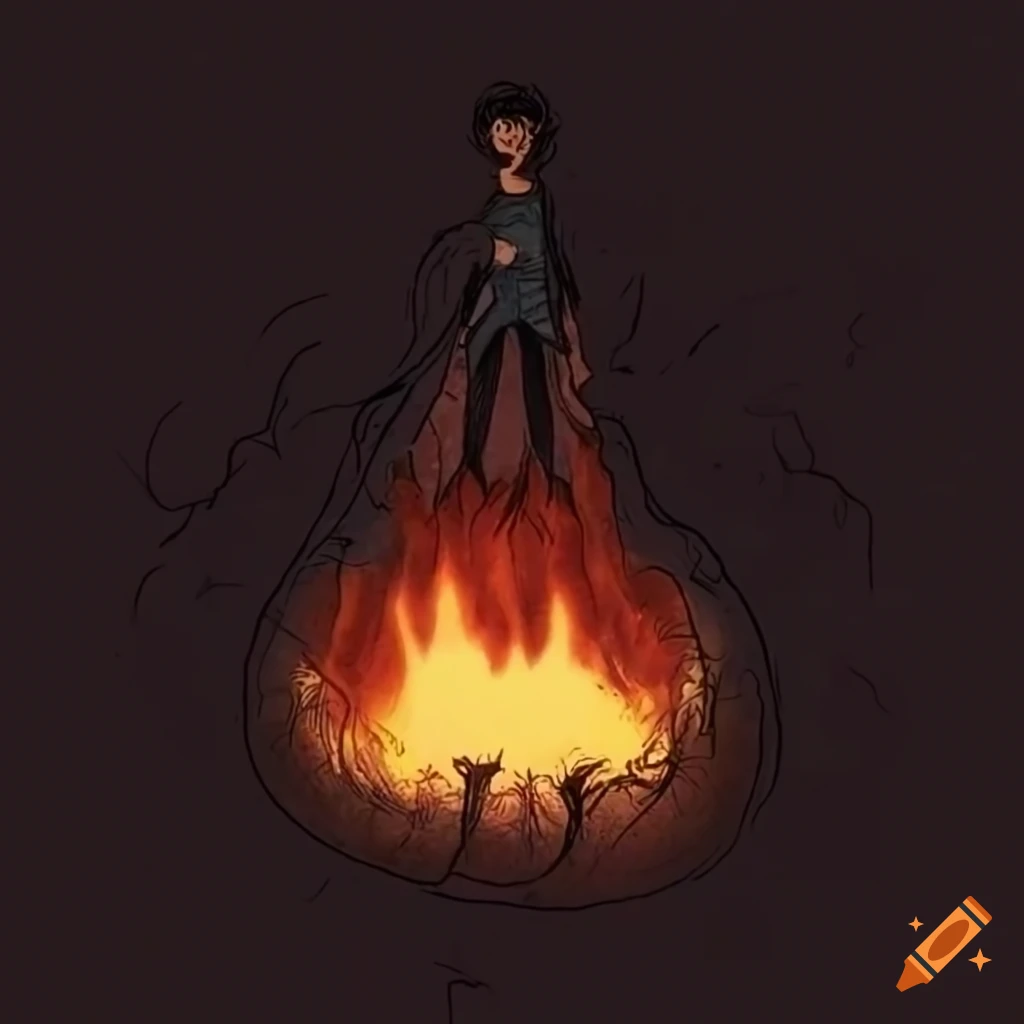 Mysterious and paranormal scene with a burning body, adding fear and mystery