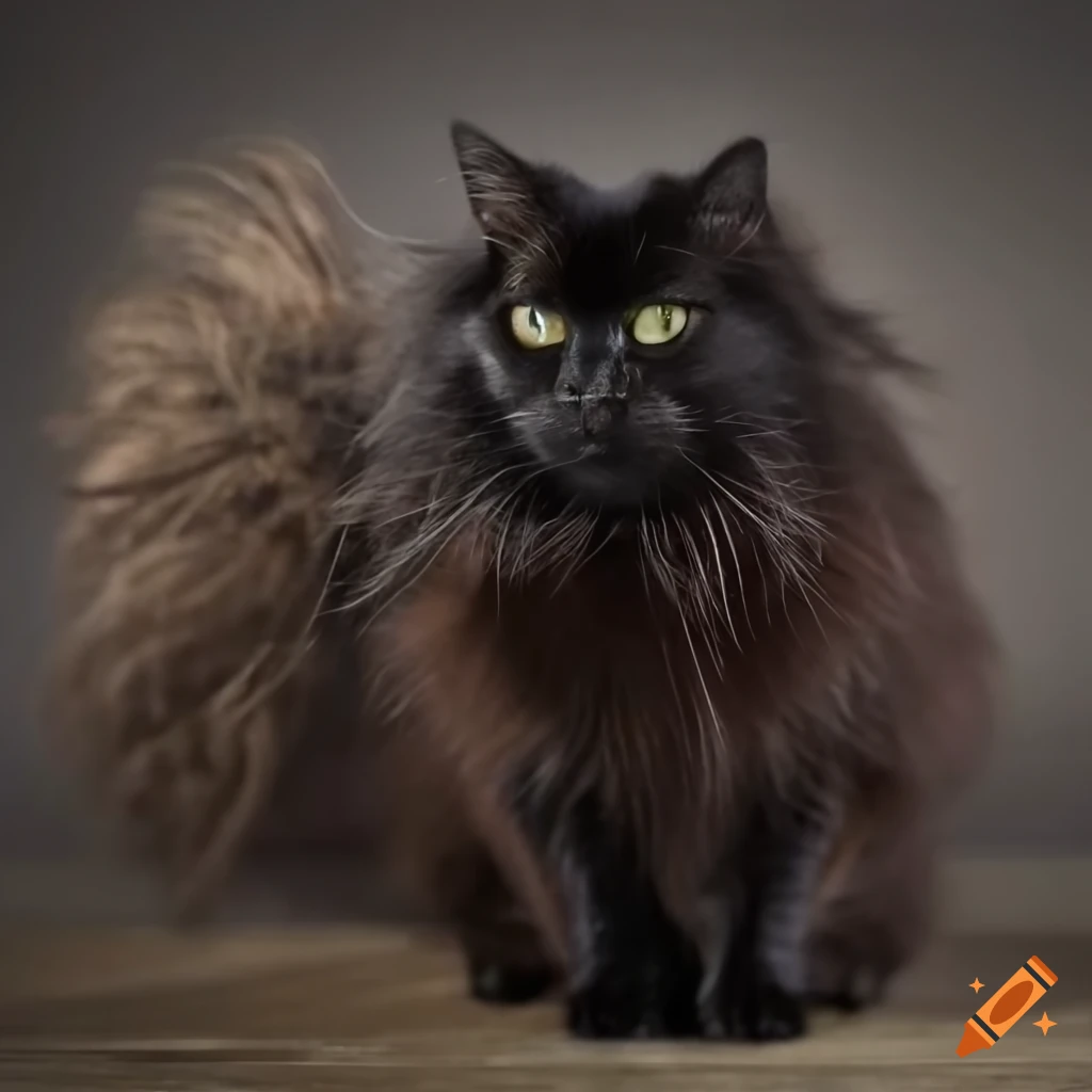 Longhaired black cat with matted dreadlocks on Craiyon