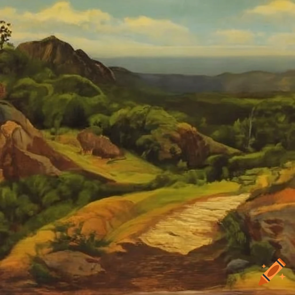 Mountainous landscape by Johan Moritz Rugendas