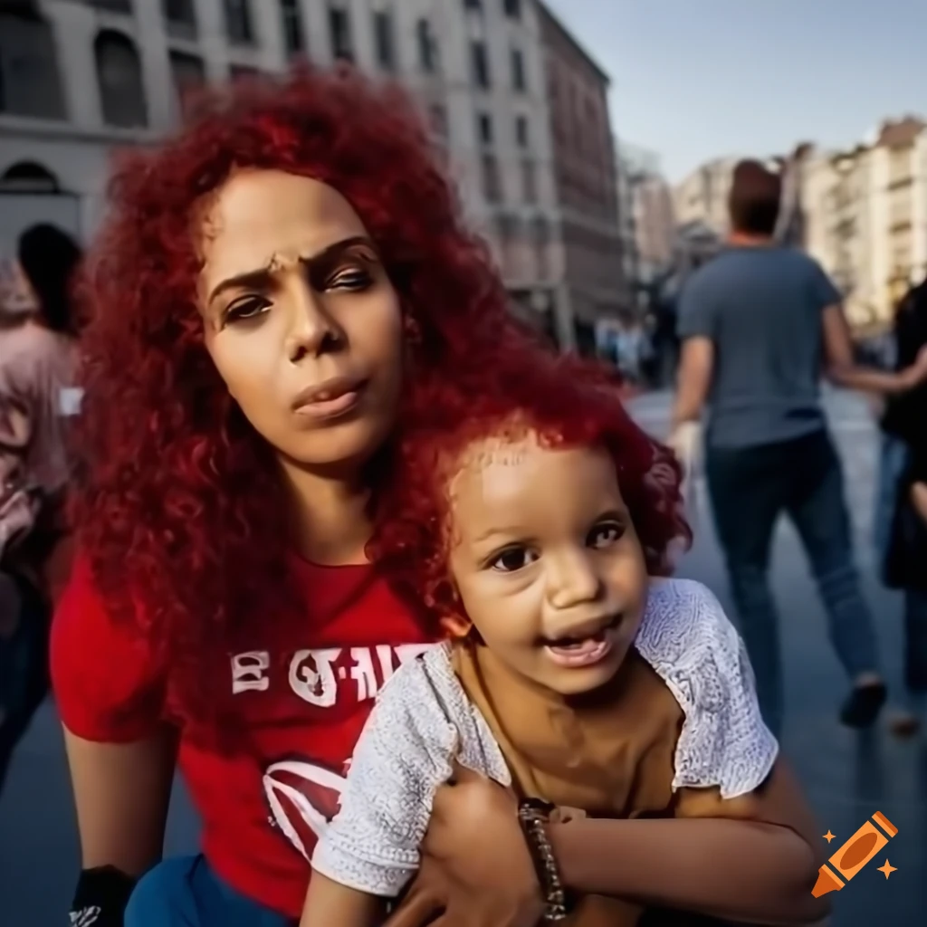 Crowd of humanoid alien women with arabic features in a city square
