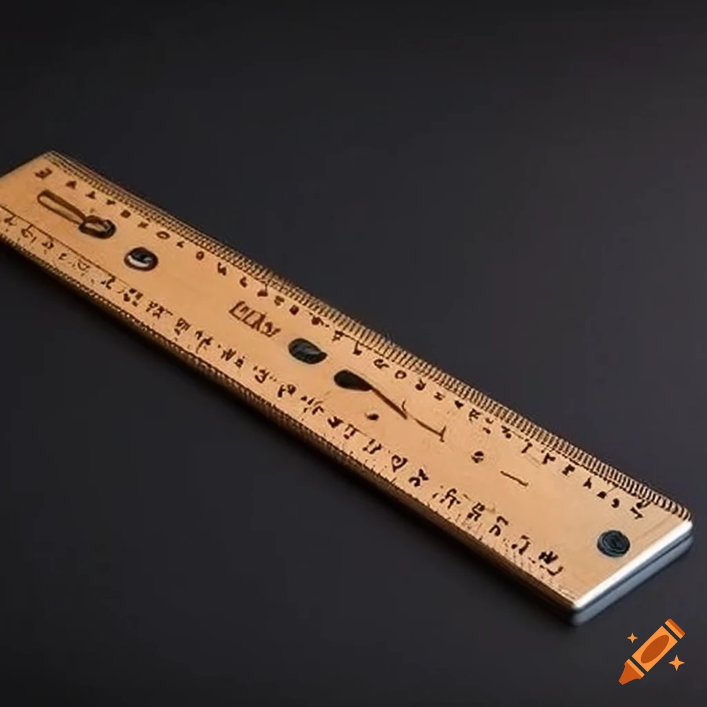 Classic wooden ruler with even graduations on a table