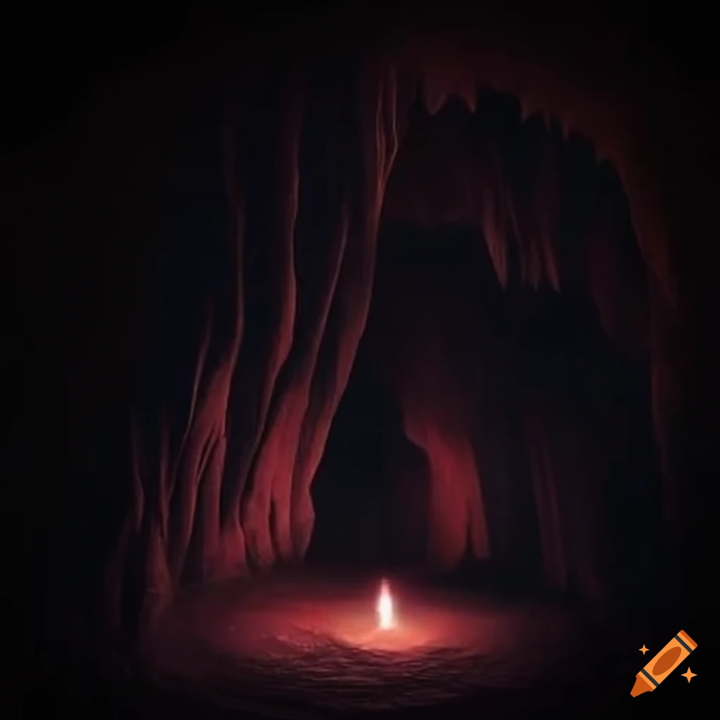 Flag with eyes in a dark cave on Craiyon