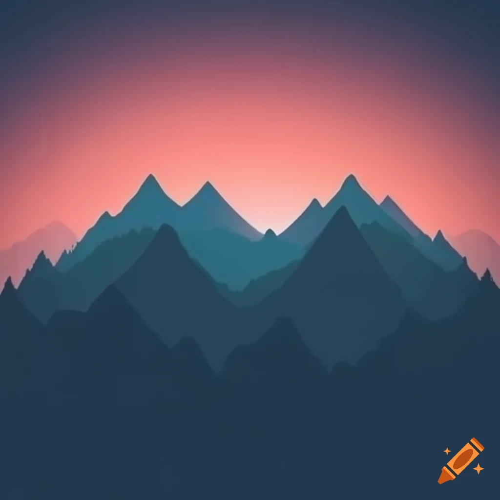 Mountain shade with fog in iOS background style