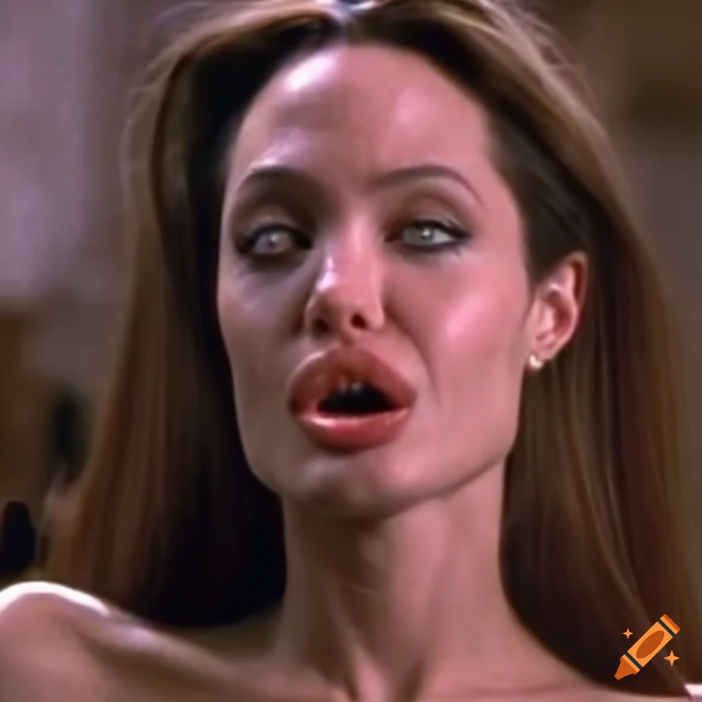 Angelina Jolie captivated by a man in a 90s movie scene