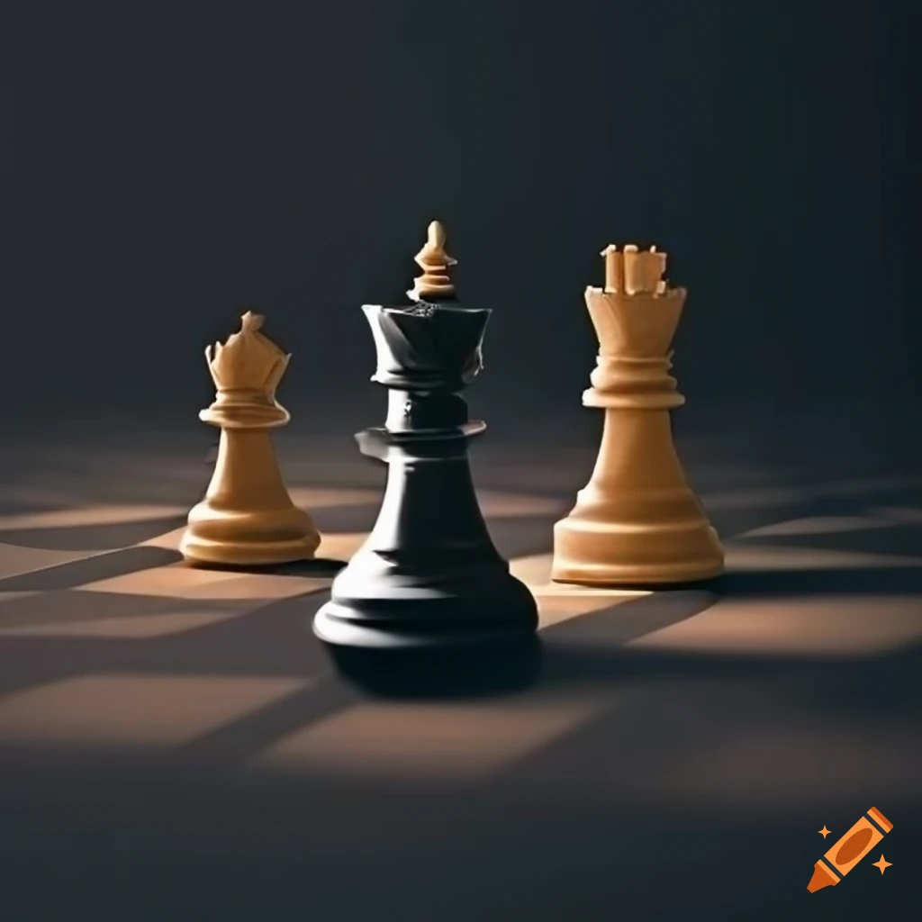 Chessboard and chess pieces composition