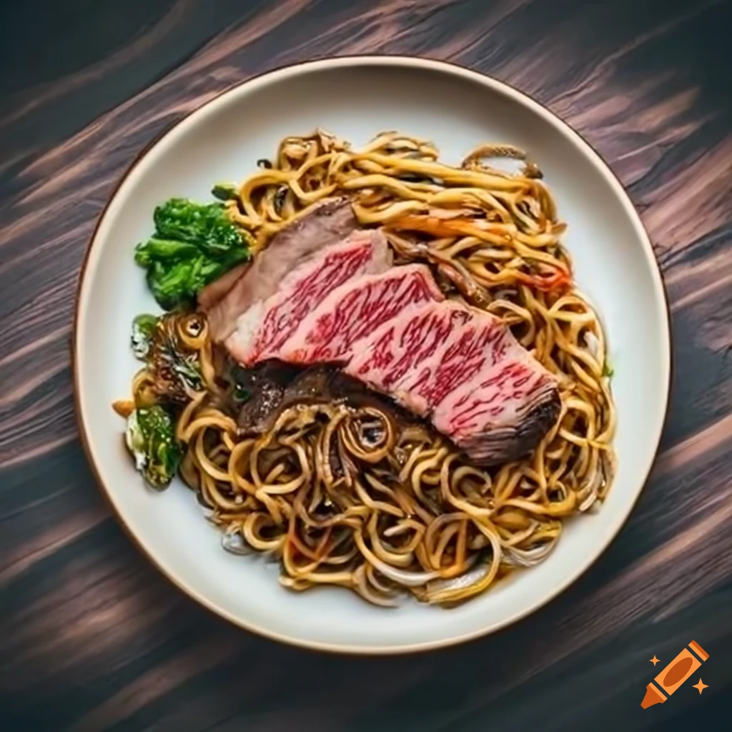 Cooked A5 Wagyu Yakisoba