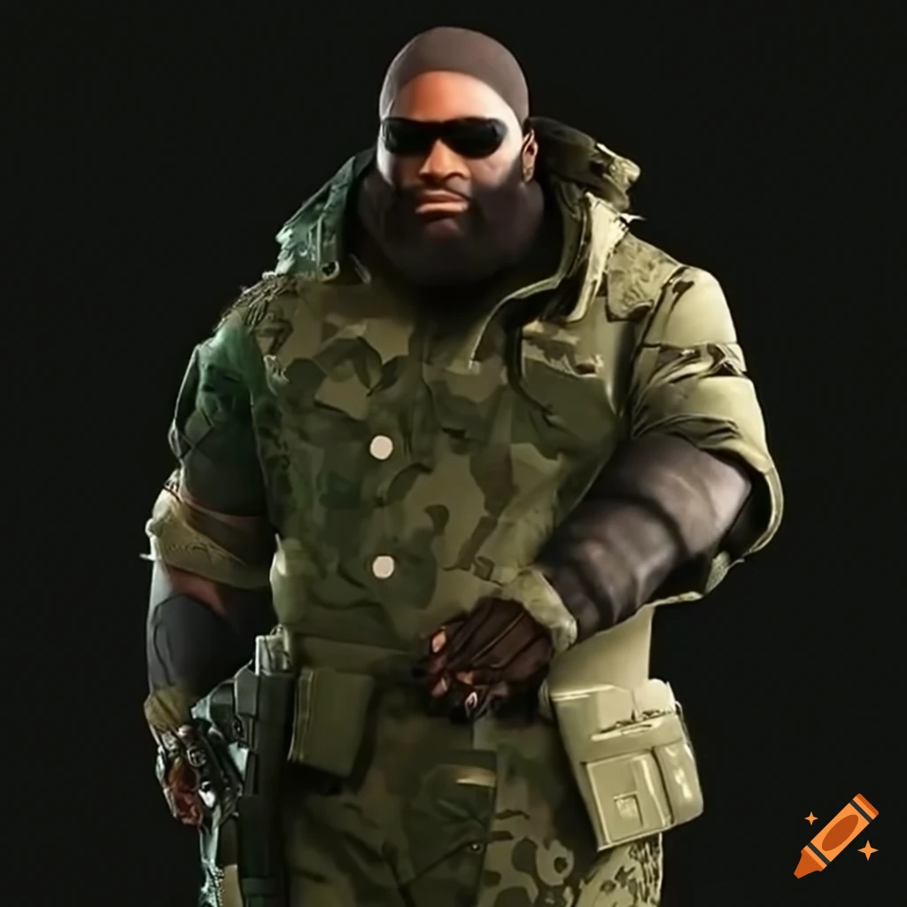 Person wearing metal gear solid big boss costume and camouflage on Craiyon