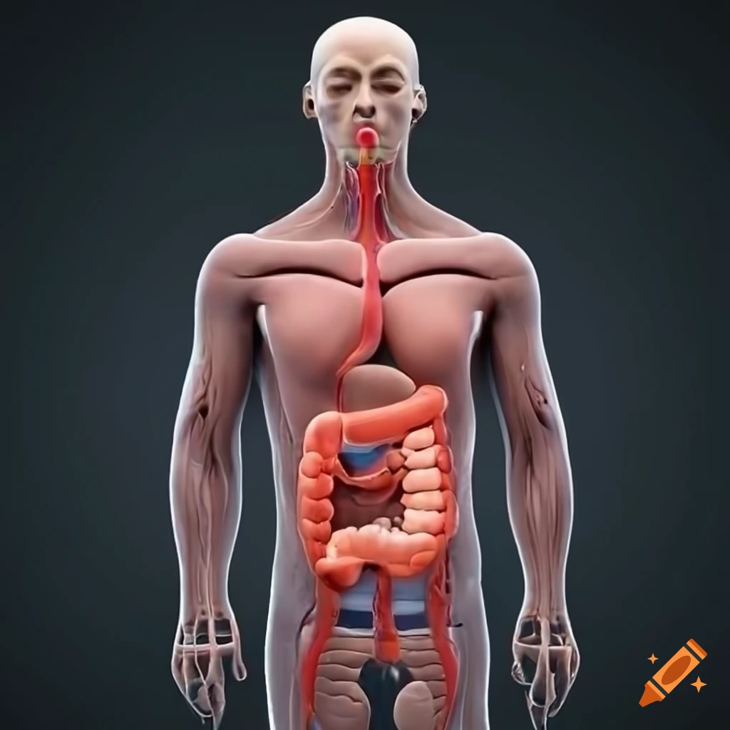 Human body digestive system anatomy illustration on Craiyon