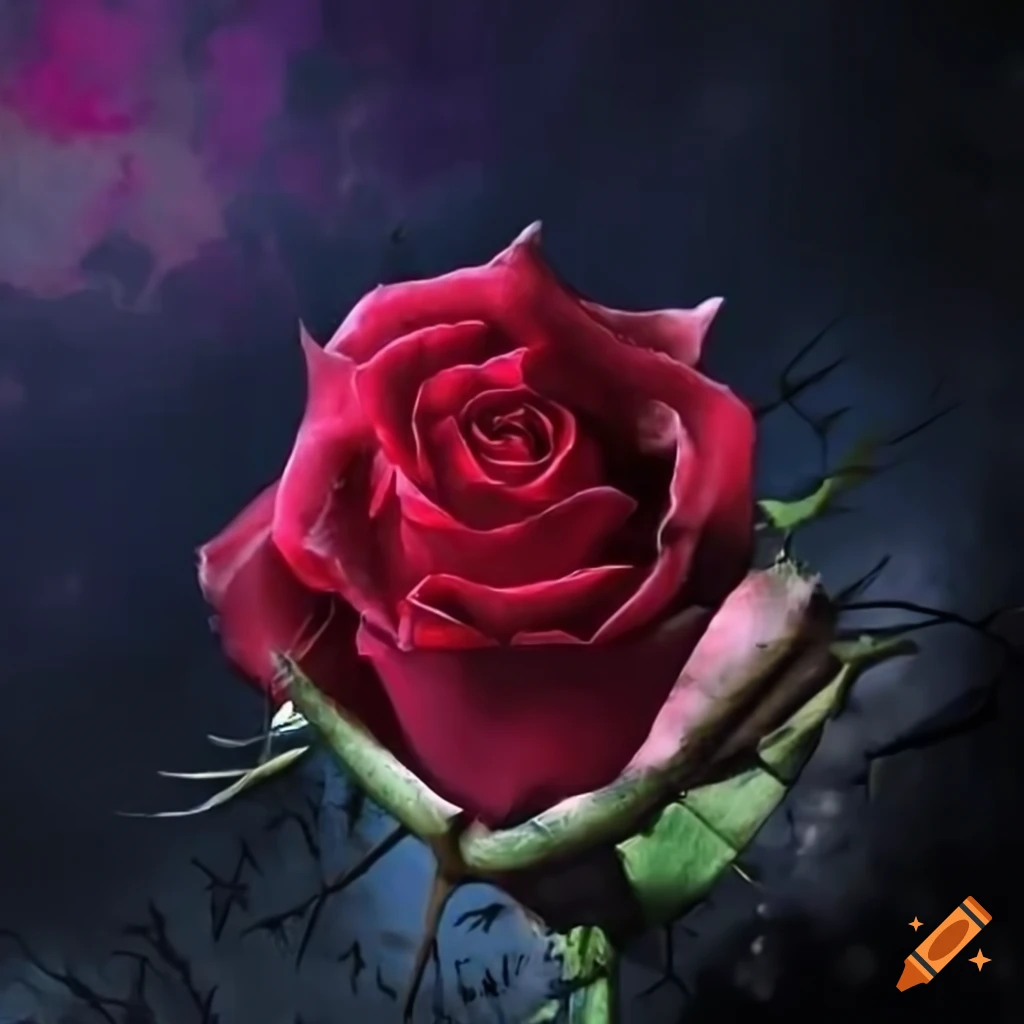 Dark Roses Cover Metal album cover with thorned roses in darkness on Craiyon