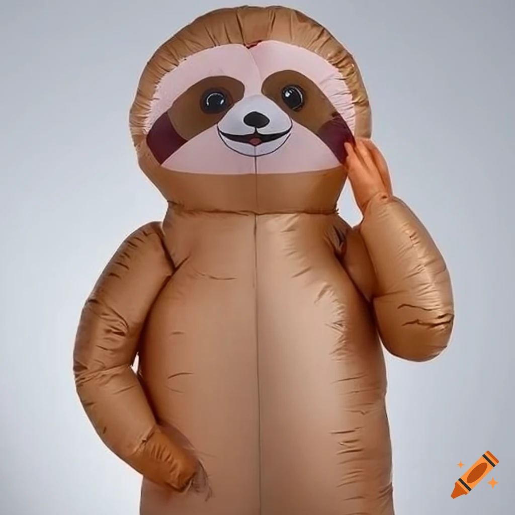 Inflatable sloth costume with giant head on Craiyon