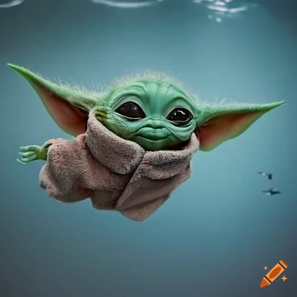 Baby yoda dancing while floating on Craiyon