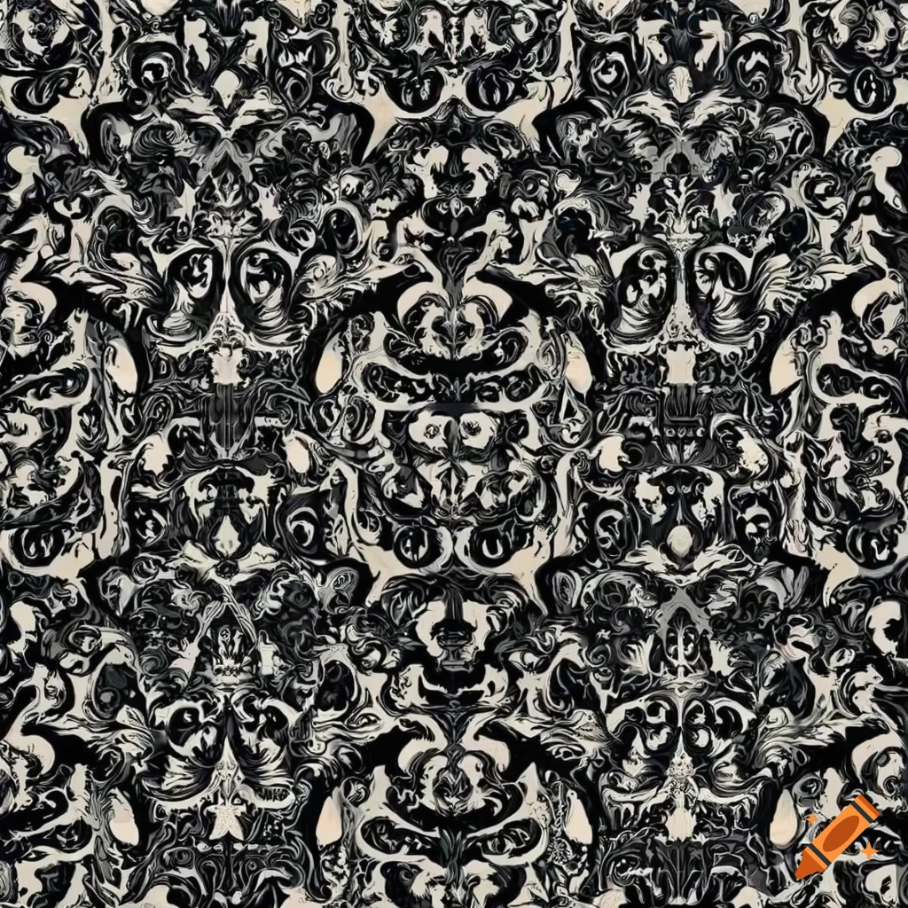 Black damask seamless pattern for elegant luxury texture background on ...