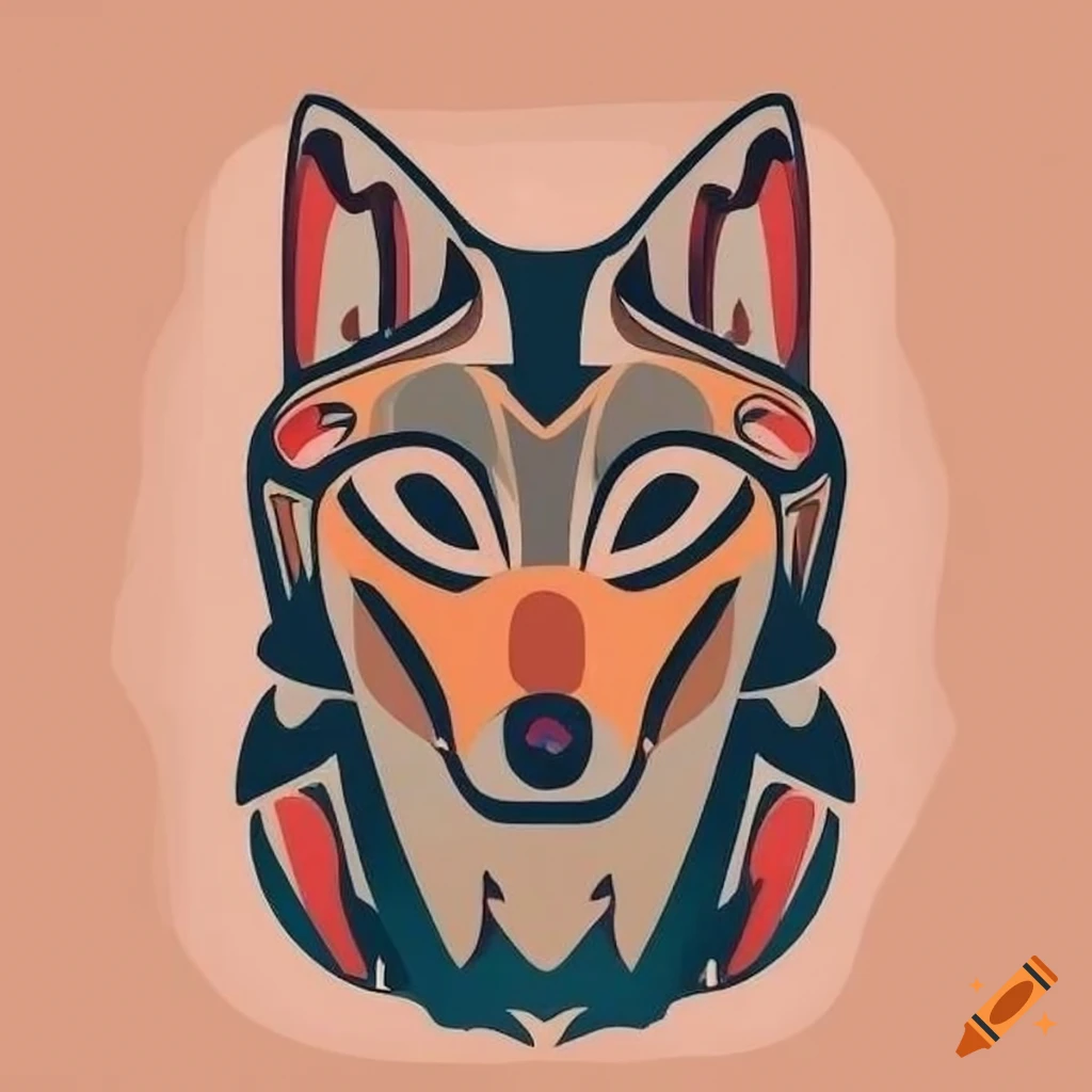 Coyote icon in the style of Canadian First Nations