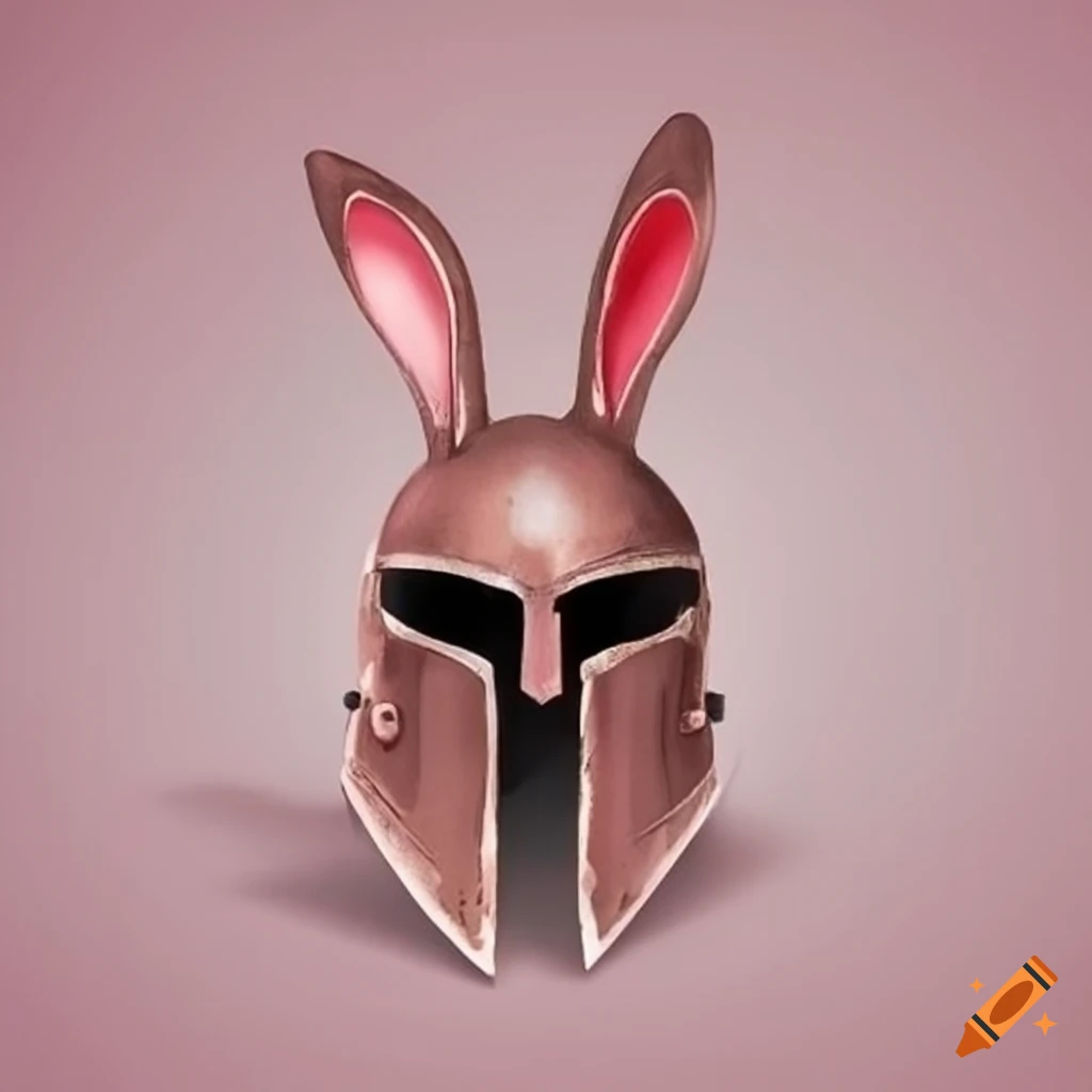 Cute bunny wearing a spartan helmet