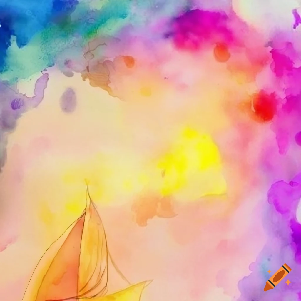 Charming watercolor of a retro-inspired aurora with 1970s aesthetics