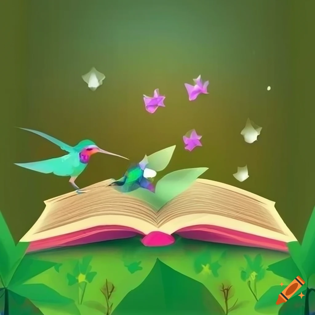 Poly background with mountains, woods, spring, open book, and ...