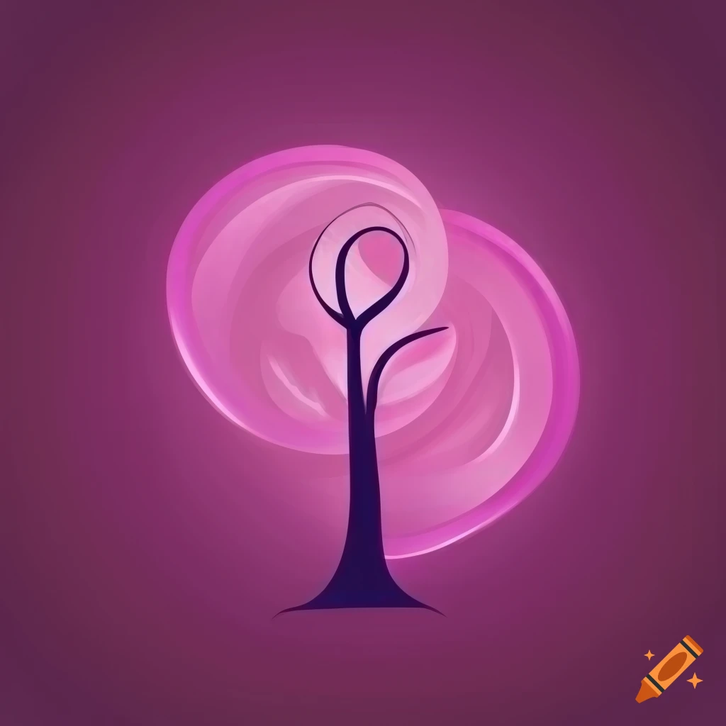 Tree Logo With Spiral Branches In A Minimalist Design With Light Pink tree-logo-with-spiral-branches-in-a-minimalist-design-with-light-pink