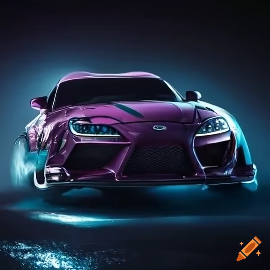Toyota Supra car executing a dazzling drift move