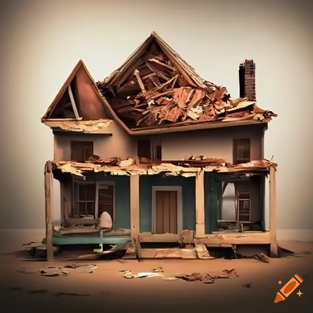 Destroyed house in a poor condition