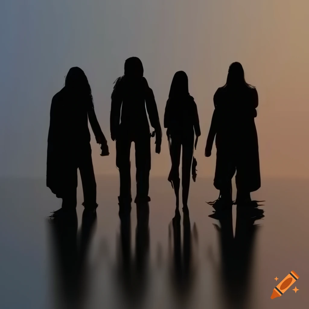 Silhouette of four people