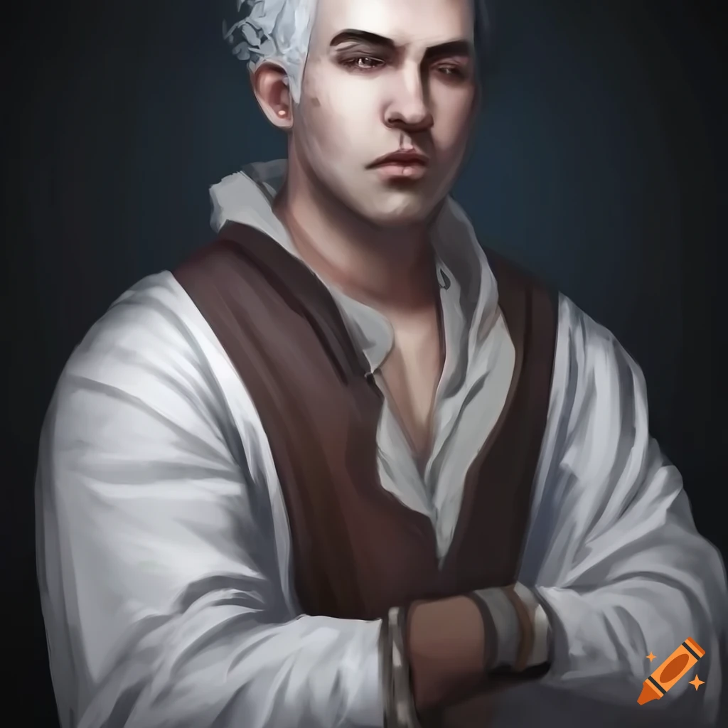 Fantasy young peasant man in elegant robes from Dungeons and Dragons