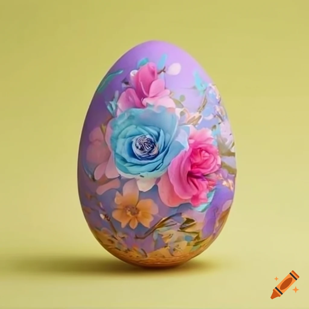 Easter egg with delicate vibrant floral design