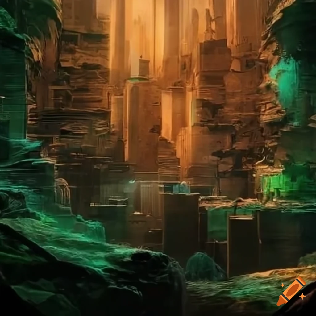 Solarpunk scientists studying ancient texts for environmental solutions
