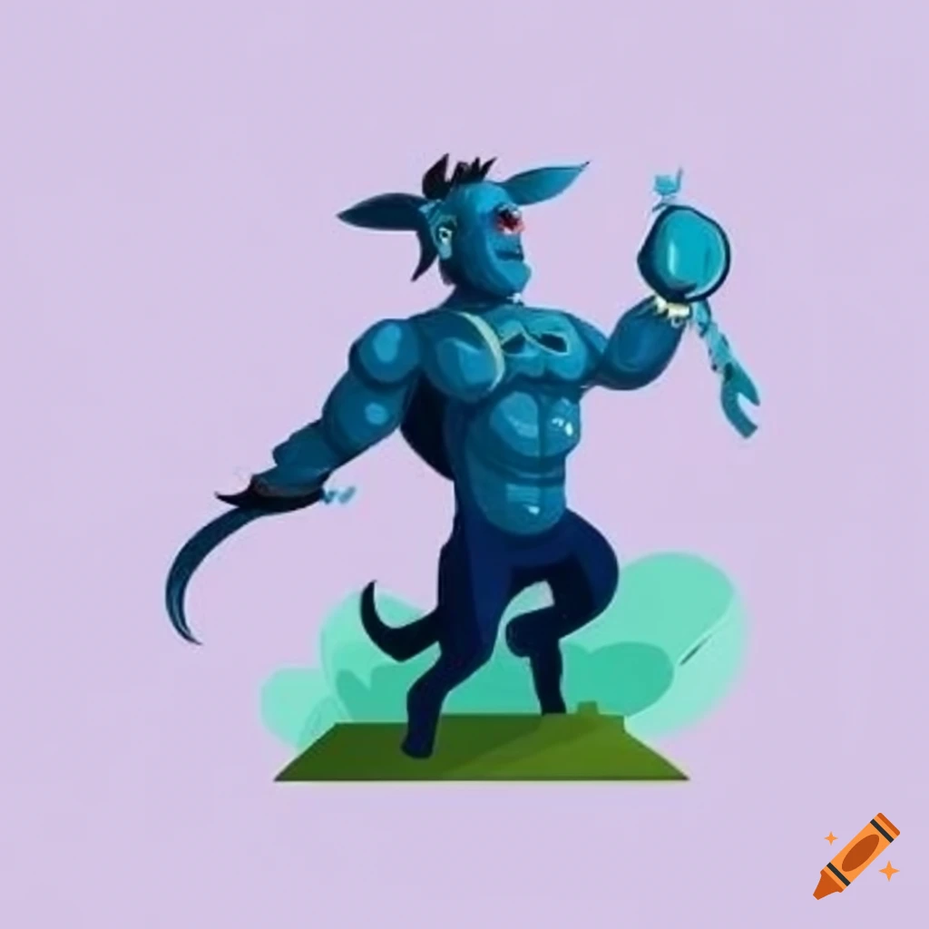 Centaur with blue skin and ghostly appearance in a fantastical setting ...