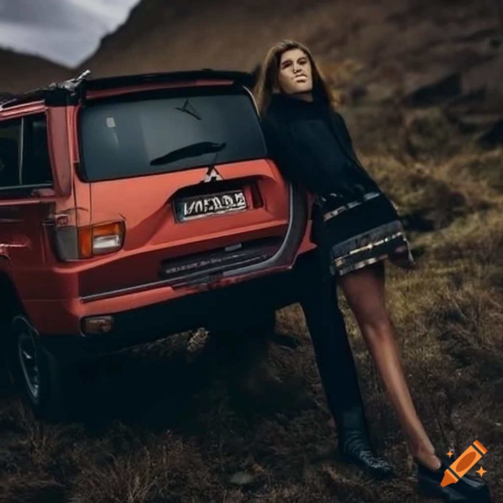 Classic Mitsubishi SUV in rugged landscapes