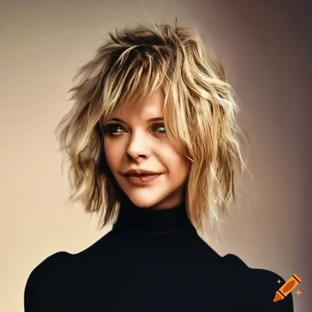 Young actress with pinstraight blonde hair in a trendy shoulder