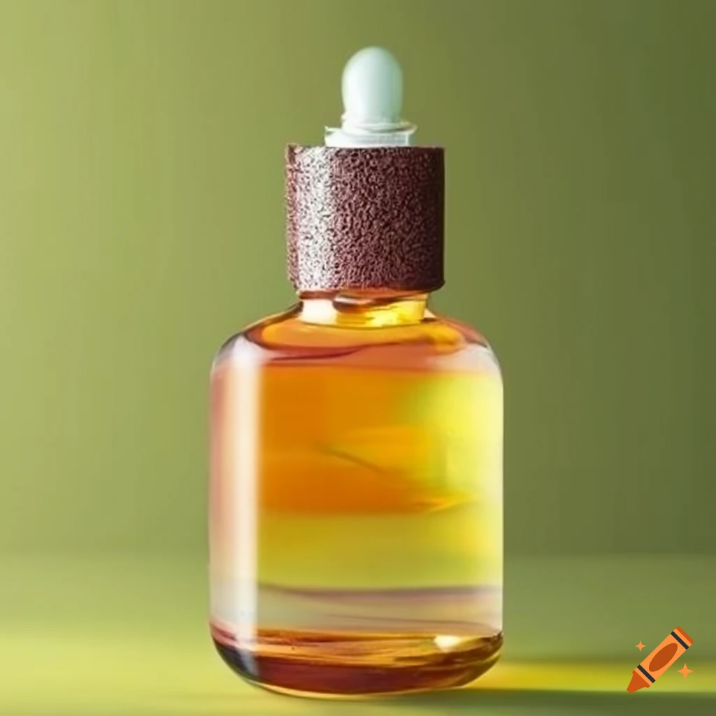Bottle of fragrant monoi oil with tropical flowers
