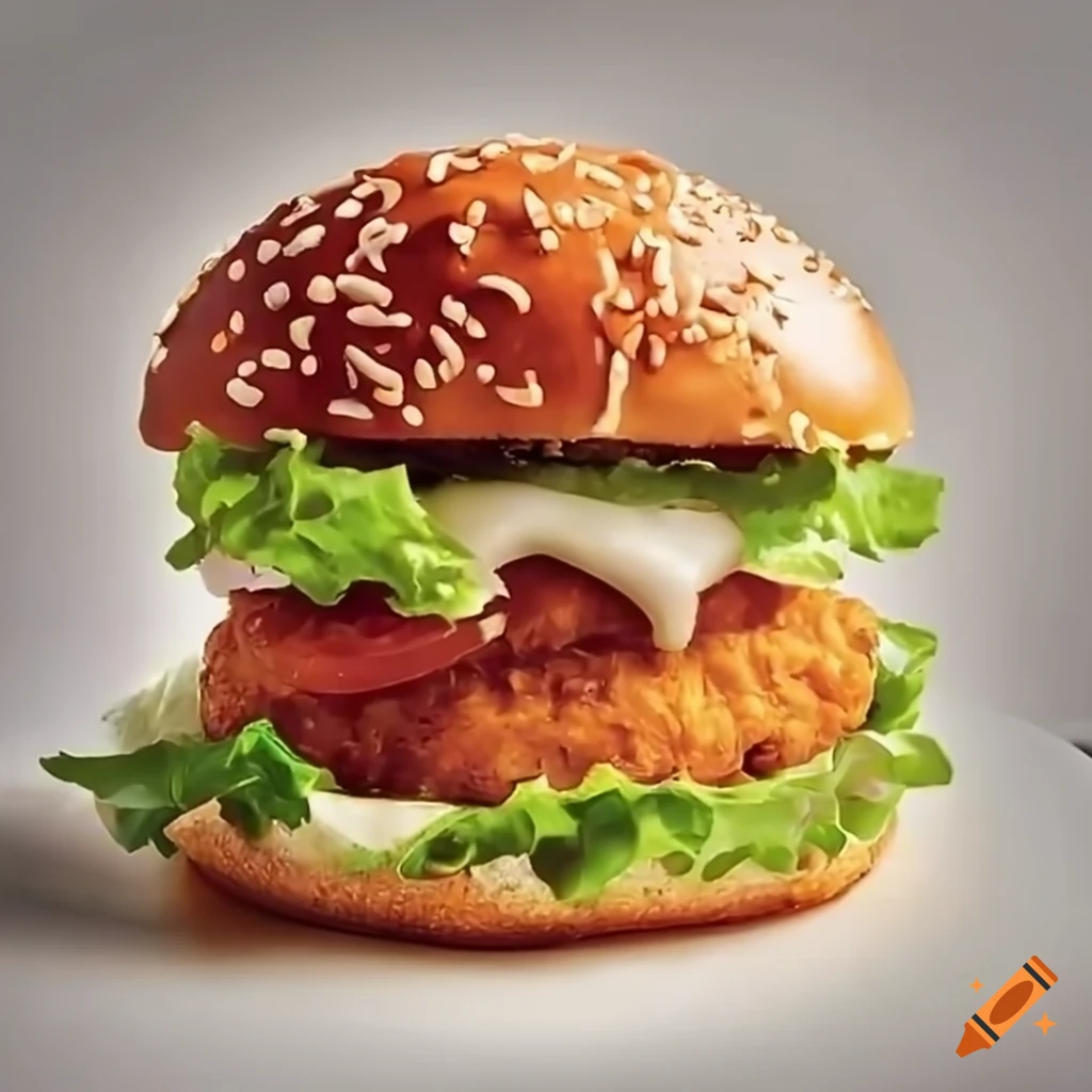 Delicious cheesy chicken burger