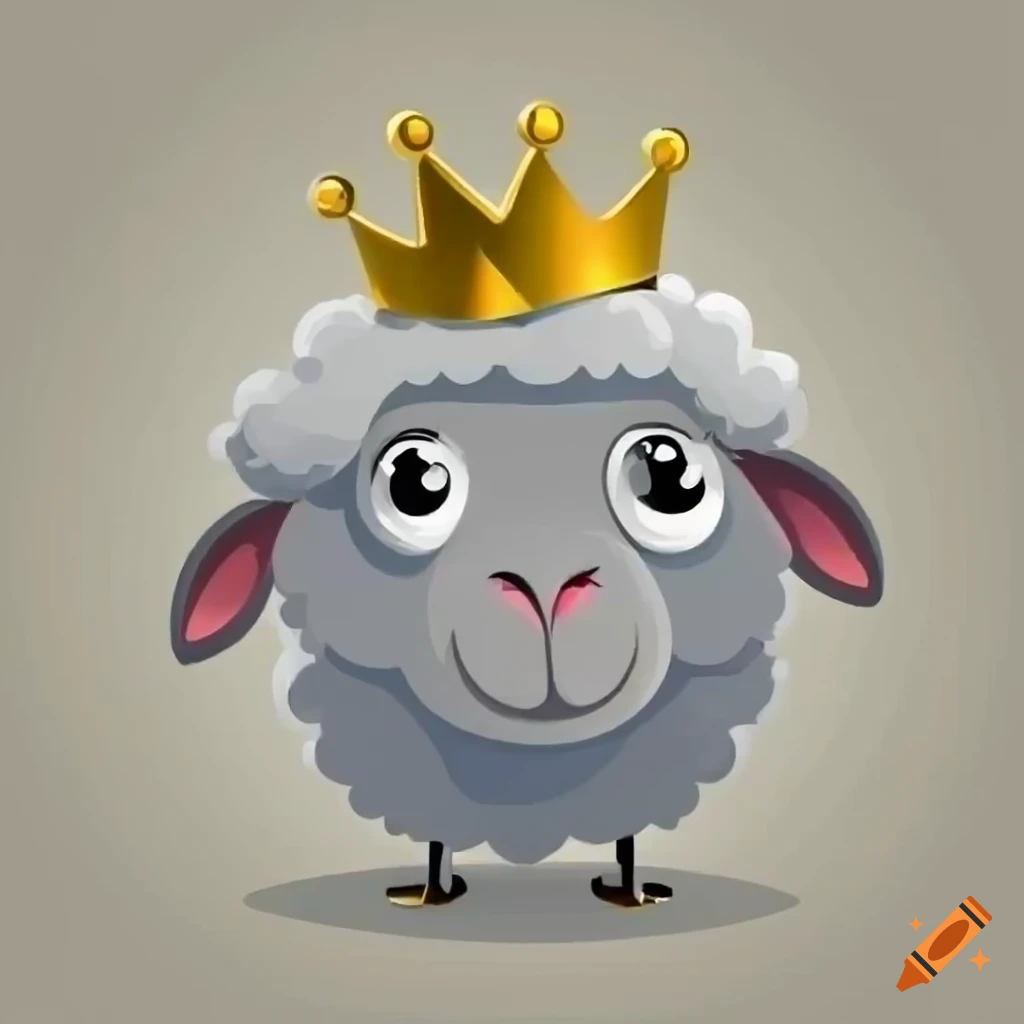 Cartoon sheep wearing a crown