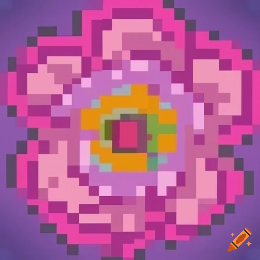 32x32 pixel art of a pink flower on Craiyon